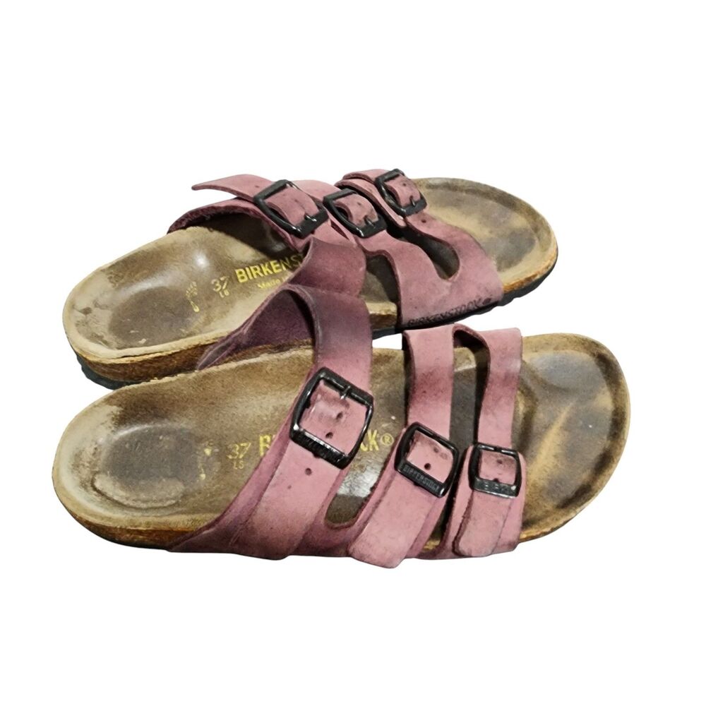 Birkenstock Suede Multi Strap Sandals Mauve Pink Size 37 US 6 Comfort - Picture 7 of 7
